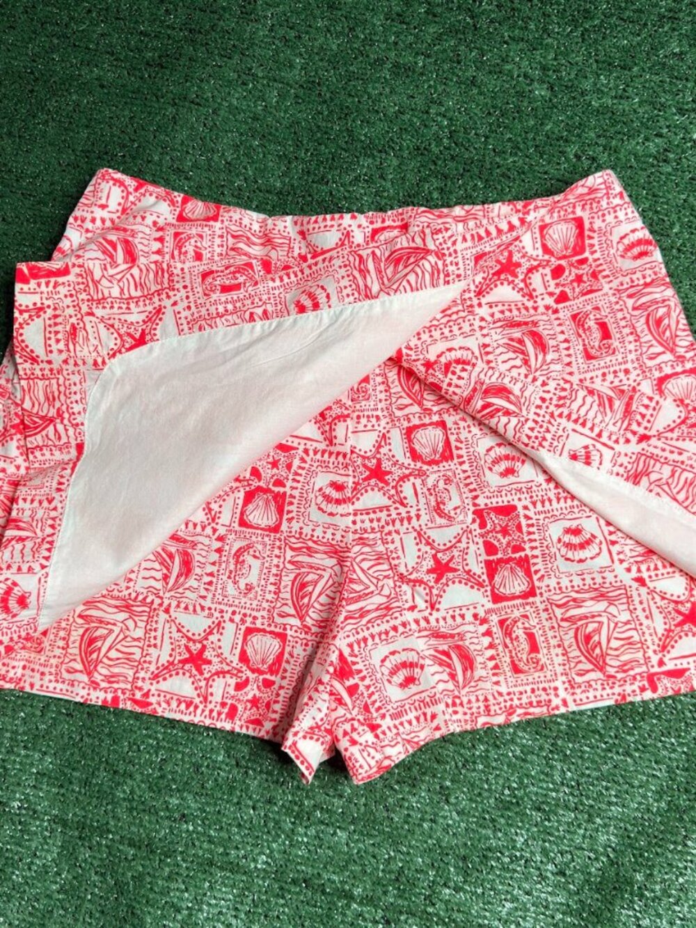 Lilly Pulitzer Skort Shorts Skirt Red Pink White Nautical Print Women's Size 8